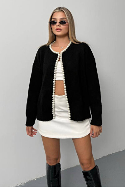 KECHİ WOMAN Women's Pearl Knit Cardigan – Soft Texture, Pearl Detailing, Comf...