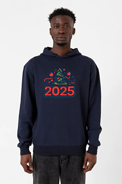 Tshirthane Srećna Nova godina 2025. Osnovna tamnoplava muška majica sa kapulj...