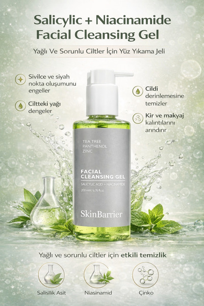 Skinbarrier Salicylic + Niacinamide Facial Cleansing Gel - Yağlı Ve Sorunlu C...