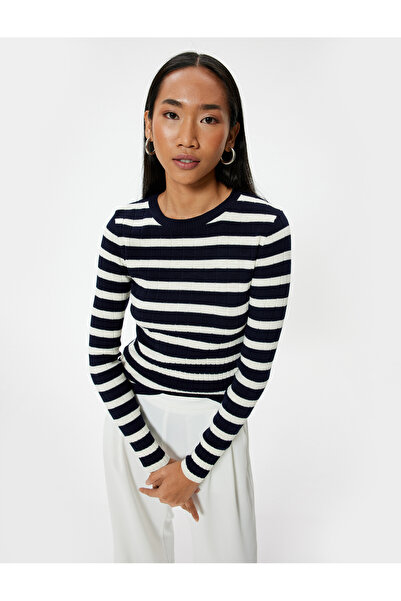 Koton Langärmliger Strickpullover mit Rundhalsausschnitt