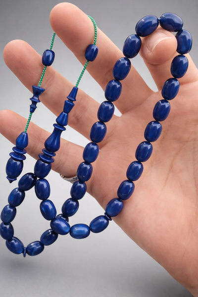 Cemhan Göksal Efektli Galalite Prayer Beads – 8X12 mm Handcrafted Medium Size