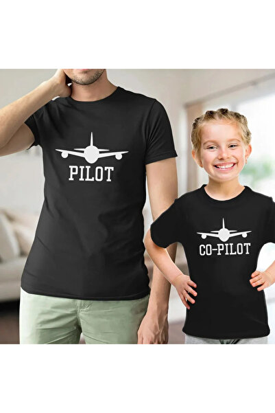 Tshirthane Tricou Tată Fiul Fiica Pilot Copilot (UN ARTICOL ESTE PRETUL PENTR...