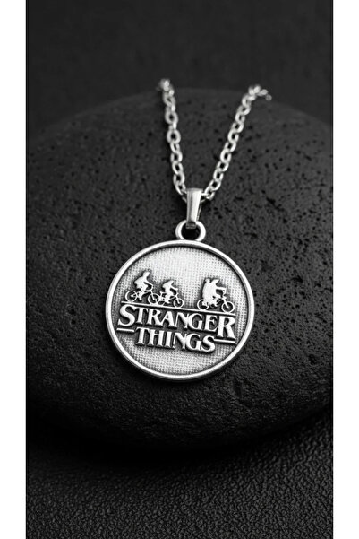 Alooya Stranger Things Gümüş Kaplama Düz Zincir Kolye
