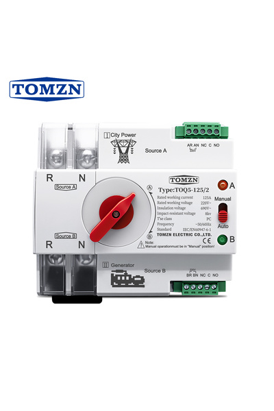 Choice 230 فولت 125 أمبير TOMZN أحادي الطور Din Rail ATS 220 فولت ثنائي الطاق...