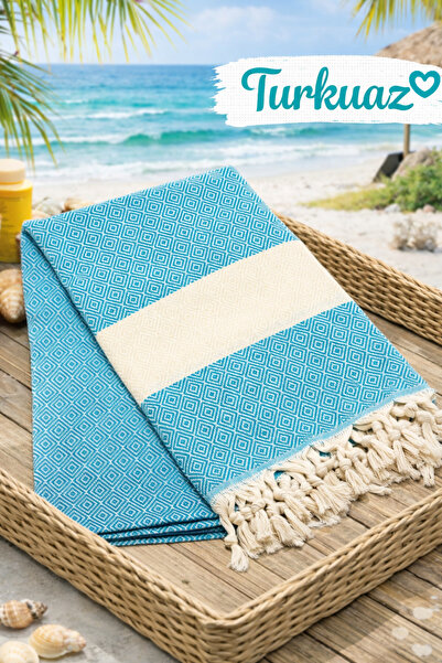 serelya Plaj Havlusu Peştemal %100 Pamuk Elmas Desenli Türk Peştemali Hamam H...
