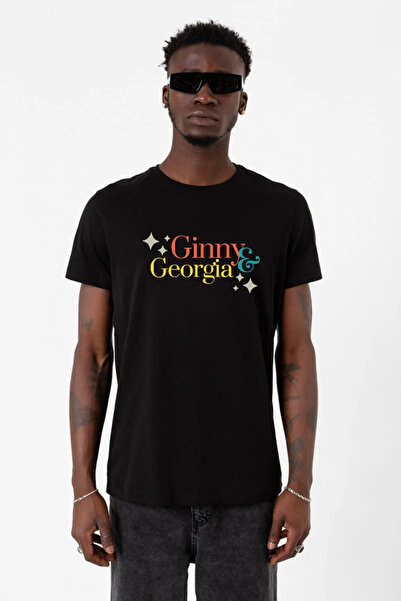 Tshirthane Μαύρο ανδρικό μπλουζάκι Ginny & Georgia Lettern