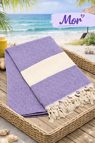 serelya Beach Towel Peshtemal 100% Cotton Diamond Patterned Turkish Peshtemal...