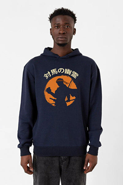 Tshirthane Ghost Of Tsushima - Muška majica sa kapuljačom tamnoplava ostrv 3ip