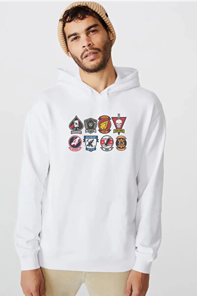 Tshirthane Top Gun Maverick značka, grupni dizajn, bela muška majica sa kapul...