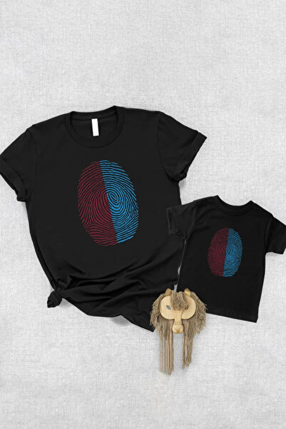 Tshirthane Burgundy Blue Fingerprint Tată Fiu Fată - Preț unic pentru produse...