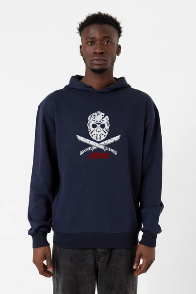 Tshirthane Friday the 13Th Jason Navy Blue Men's Hooded Mask - 3Ip