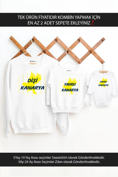 Tshirthane Dişi Yavru Kanarya Anne Oğul Kız(TEK ÜRÜN FİYATIDIR KOMBİN YAPMAK ...