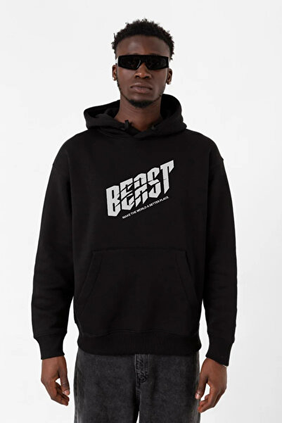 Tshirthane Mr Beast Make The World Black muška majica sa kapuljačom i tri žice