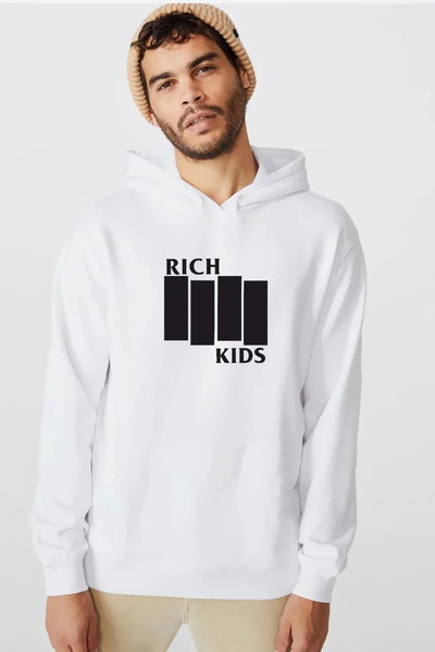 Tshirthane G-Dragon Rich Kids bela muška majica sa kapuljačom i tri žica