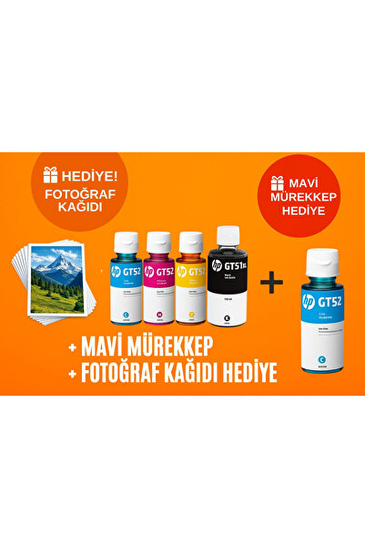 HP GT51XL Mürekkep Kartuş Takımı +1 Mavi Hediyeli