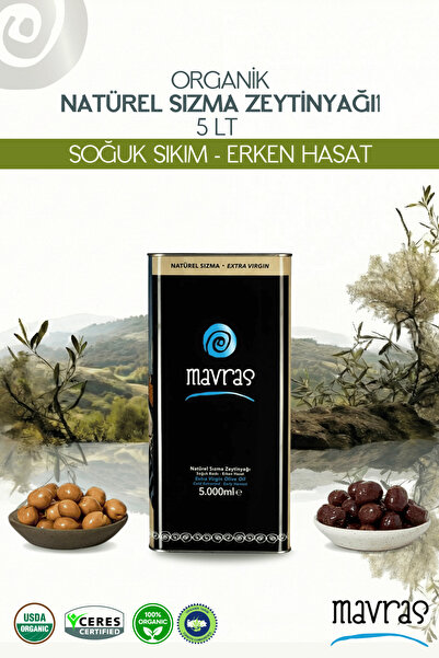 Mavras Natürel Sızma Zeytinyağı 5 Lt – Soğuk Sıkım, Erken Hasat