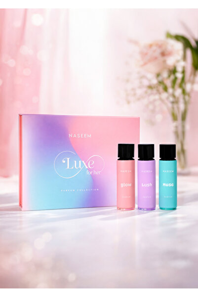 Naseem مجموعة هدايا فاخرة للنساء - 3 قطع (لاش، جلو، ميوز) - 30 مل لكل قطعة