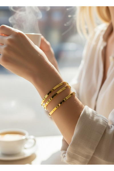 BİJU YILMAZ Çelik Gold 3'lü Kalın Ajda 4mm - 25-ajd01