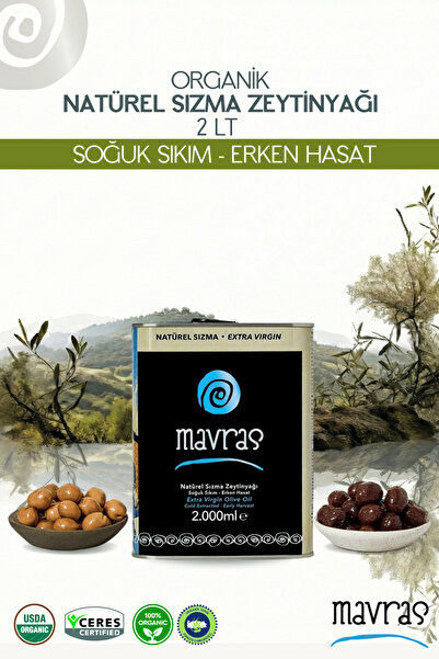 Mavras Natürel Sızma Zeytinyağı 2 Lt - Soğuk Sıkım, Erken Hasat