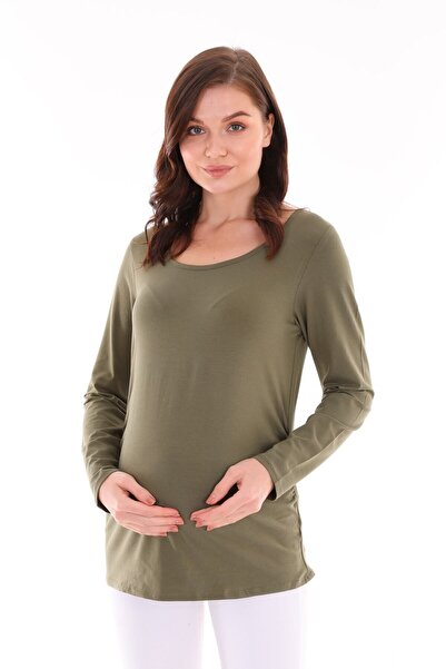 MEGHAN L.A Yeşil Hamile Esnek Yumuşak Kumaş Bluz