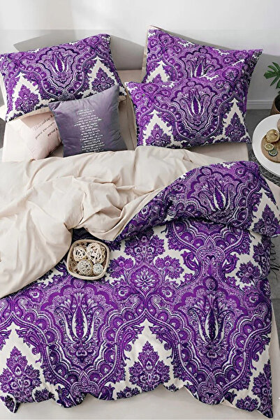 İQON طقم غطاء لحاف مطاطي مزدوج - SHALL DAMSON