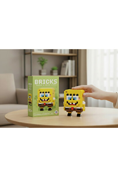 Bricks sarı sünger Karakter Mini Blok Yapı Oyuncağı – Koleksiyonluk Hobi Figü...