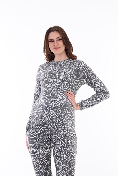 MEGHAN L.A Hamile Emzirme Özellikli Yumoş Esnek Kumaş Zebra Desenli Bluz