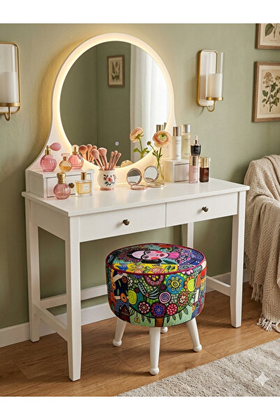 Asedia Miskin Lake Diego Ahşap Ayak Uzatma Pufu Makyaj Koltuğu Tabure Babalar...