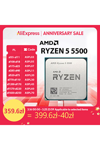 Choice AMD AMD Ryzen 5 5500 CPU Pressor 6 Cores 12 Threads 3.6GHz Up to 4.2GH...