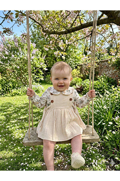 PURE BABY NATURA Müslin Kumaş Bebek - Kız Çocuk Desenli Elbise