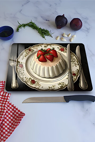 kutuTR Vintage Porcelain Plate Patterned Tempered Glass Cutting Board 21X30 c...