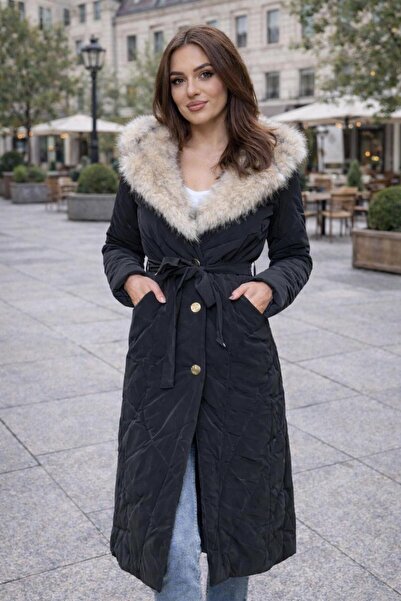 Divin store Geaca lunga neagra fas impermeabil Anca