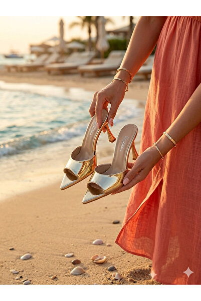 şık adım Dore Classic Thin Heel Evening Dress Slipper