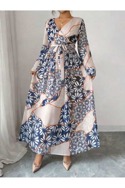 mass fashion Γυναικείο φόρεμα σιφόν με φλοράλ σχέδιο