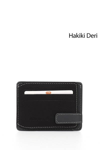 GÖNDERİ(R) Unisex Black to Anthracite Genuine Leather Card Holder