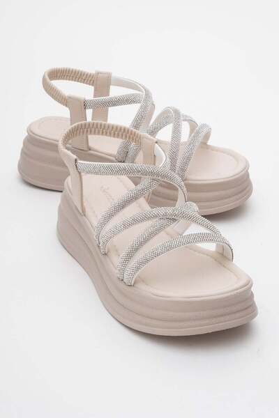 CCWAY AYAKKABI Γυναικεία Σανδάλια Σταυρός Πέτρα Ελαστικά ΜΠΕΖ