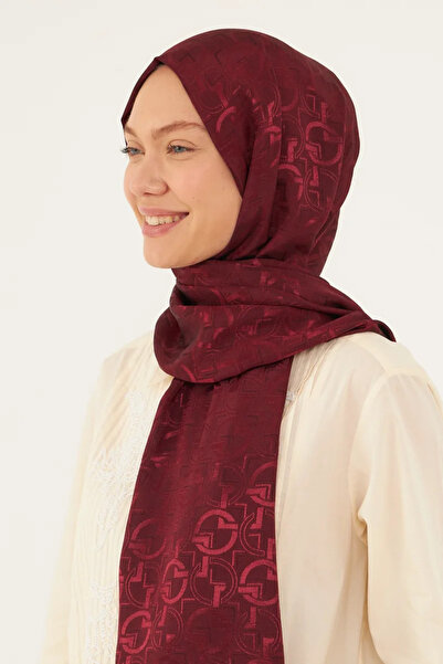 MİRSOY SCARF Daka Desen Parlak Jakar Şal - Vişne Çürüğü