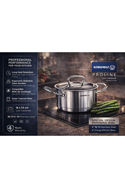 korkmaz züccaciye Korkmaz Proline 16 x 7.5 cm Short Pot A 1168