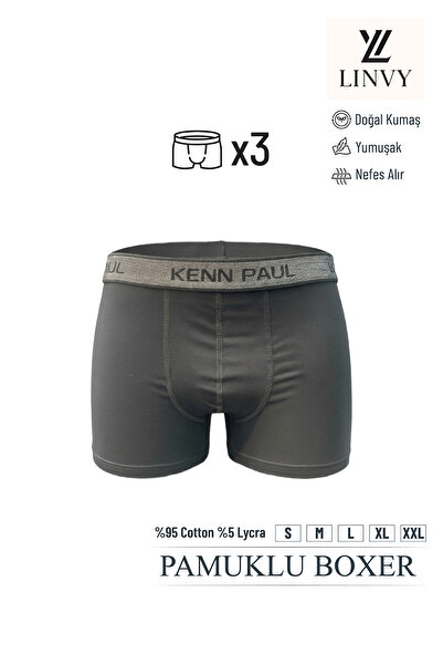 KENN PAUL Erkek Pamuklu Boxer Nefes Alan, Yumuşak, Esnek ve Günlük Konfor Sun...