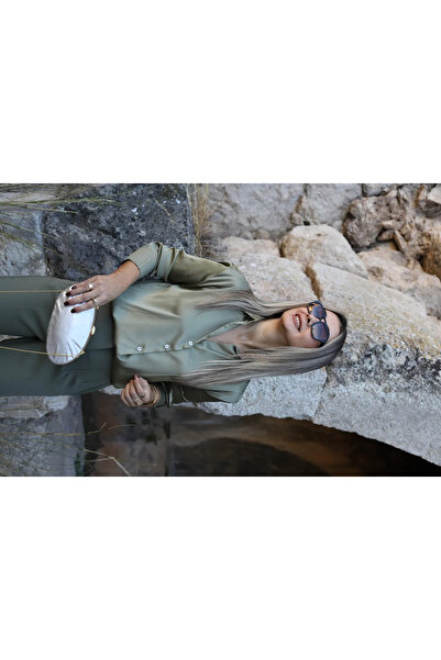 bytugcekaya Çağla Yeşili Uzun Kollu Saten Gömlek