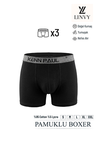 KENN PAUL Erkek Pamuklu Boxer Nefes Alan, Yumuşak, Esnek ve Günlük Konfor Sun...