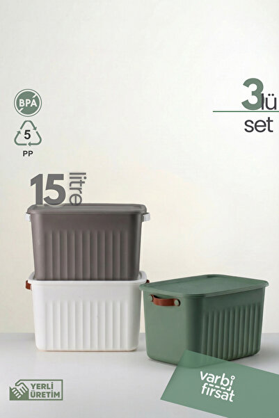 Varbifırsat Boxify Soft Mix 15 Lt 3 Adet Çok Amaçlı Düzenleyici Kapaklı, Deko...