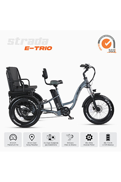 Strada E-TRIO Hidrolik Disk 20 Jant Elektrikli Üç Tekerlekli Bisiklet