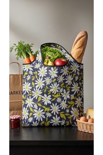 Genel Markalar 1 ADET Çantalı Katlanabilir Suya Dayanıklı Leke Tutmaz Alışver...