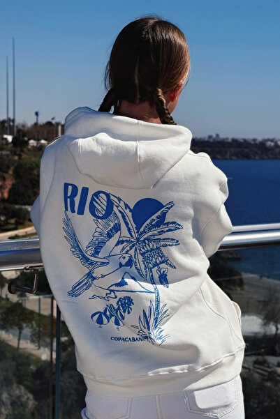 Le'Sluette سترة نسائية قصة فضفاضة قطن مطبوع باباجان ريو باللون الأبيض