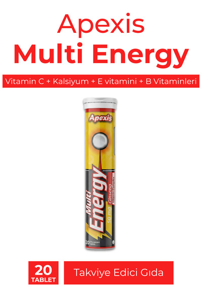 Apexis Multi Energy Vitamin Complex Ginseng Efervesan Tablet 20 Tablet Aromasız