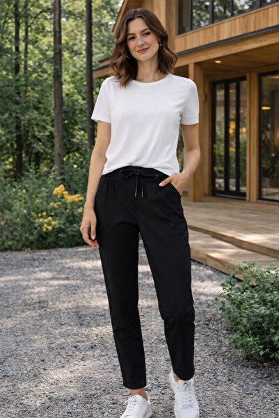 Butik Şans Elastic Waist Double Leg Lycra Fabric Trousers