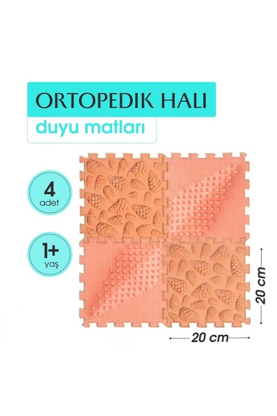 Ortohalı 4 Modüllü Ortopedik Halı Çocuk Duyu Matları Renkli Puzzle Çocuk Masa...