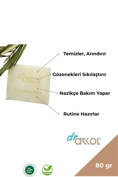 DR AKKOL Dr. Akkol Ozonlanmış Zeytinyağlı Bitkisel Cilt Bakım Sabunu 80 gr Vegan