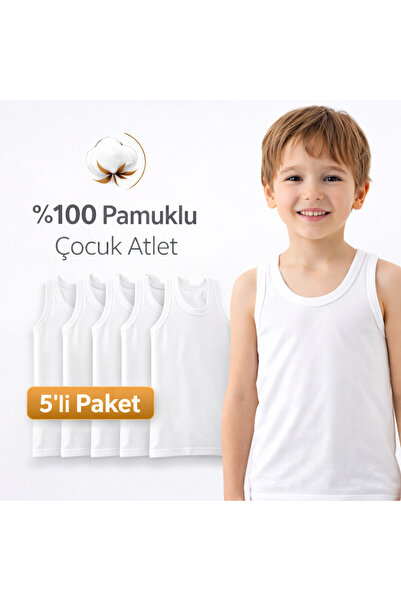 Hobins Sportswear & Company 5Pcs of Cotton Children's White Undershirts